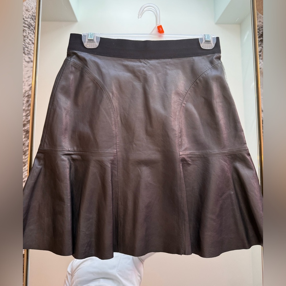 NWOT Rebecca Taylor Black A-Line Leather Mini Skirt in Size 2